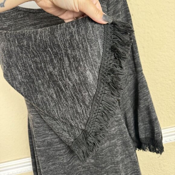 Altar'd State Small Boho Dress Fringe Bell Sleeve Heather Gray Fairy Goth Grunge - Picture 3 of 8